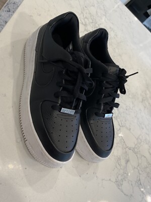 NIKE Air Force 1 Women's Platform Sneakers (Black Leather, Size 9.5) Nike Shoes