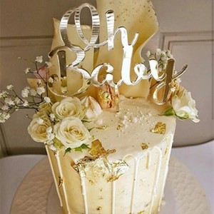 oh baby gold cake topper
