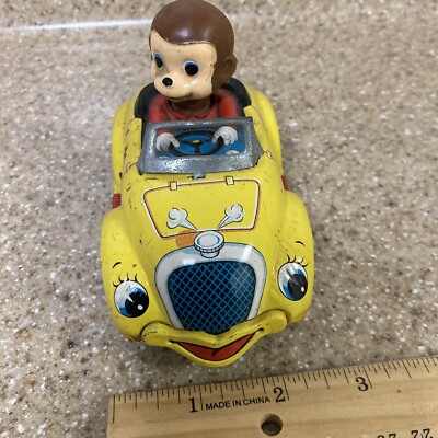 Vintage Tin Car Japan Monkey Squirrel 1960s mcm Curious George? | eBay