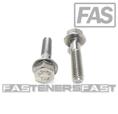 (10) M8 x 1.25 x 35 Stainless Steel DIN6921 A2 Hex Flange Bolts M8x35mm Flange
