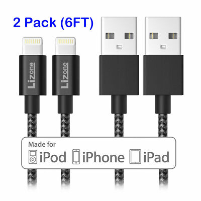 2X Lightning Cable 6Ft Apple MFi Certified for iPhone 11/11 Pro Max/X/XS Black