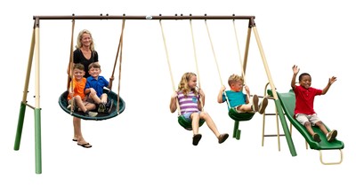 Super Disc  Steel Swing Set with Disc Swing, Swing Seats, Wave Slide