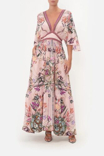 CAMILLA Mad As A Snake Waisted Dress With Hem Ruffle RRP $799