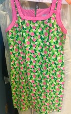LILLY PULITZER VINTAGE PINK AND GREEN FLORAL SHIFT DRESS sz 10