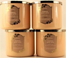 QTY 4 - Bath  Body Works White Barn PUMPKIN SPICE LATTE 3-Wick 14.5 Oz Candle