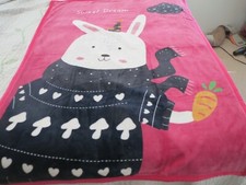 NEW 2-ply Baby blanket toddler Boys Girls 38"x52" Cat pink Sweet Dream