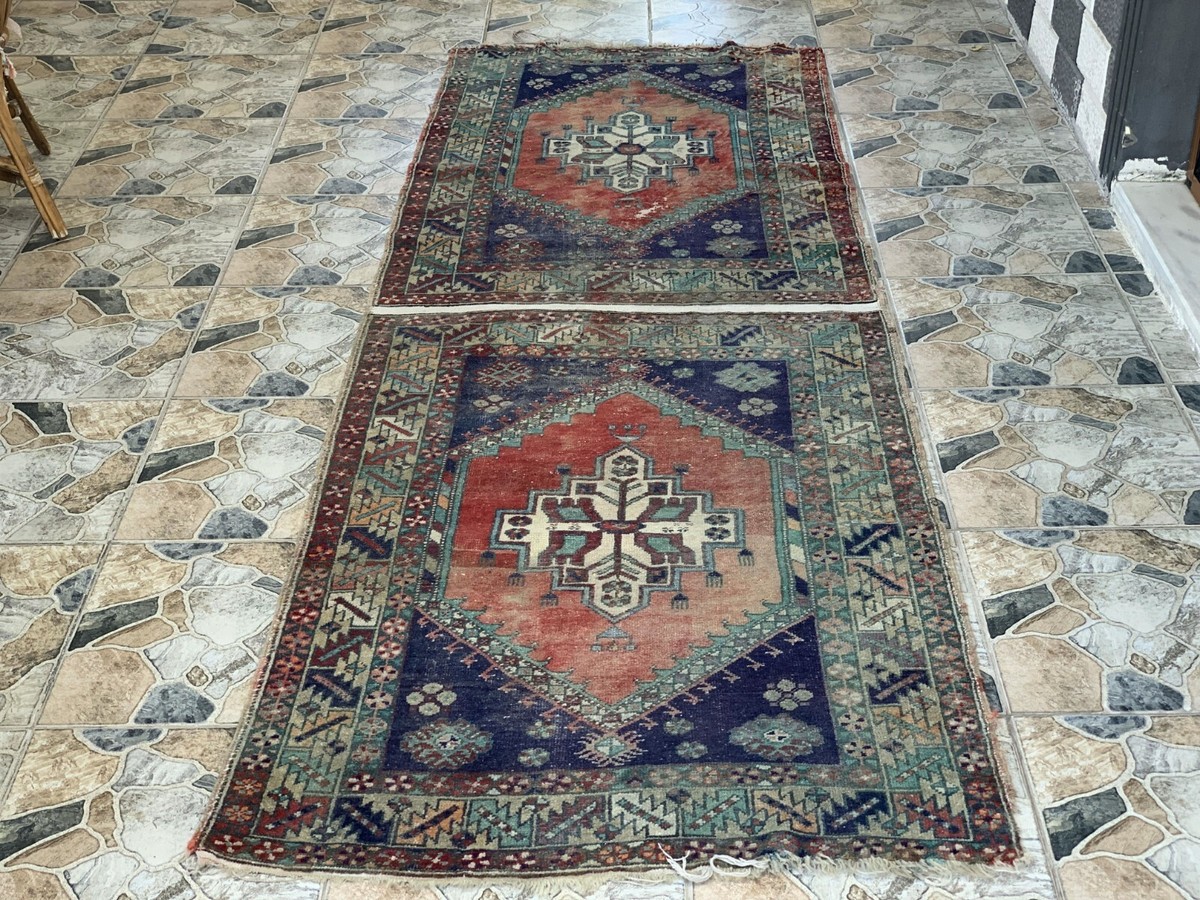 Vintage Turkish Rug | Tribal Wool Handmade Farmhouse Antique Twin