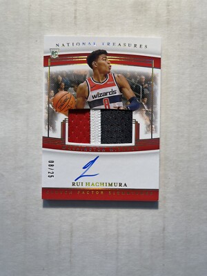 RUI HACHIMURA 2019 NATIONAL TREASURES CLUTCH FACTOR RC PATCH AUTO JSY #08/25 1/1