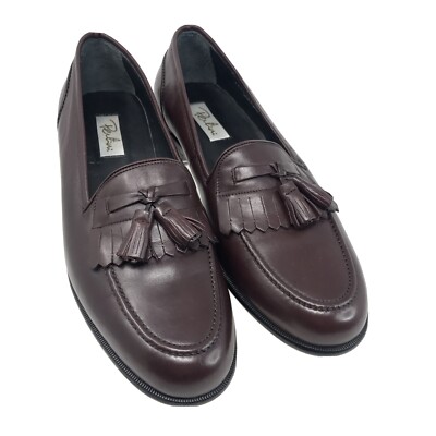 PERTINI Men's 12 M Brown Soft Leather Slip On Loafer w/ Tassel Shoes Hand Made