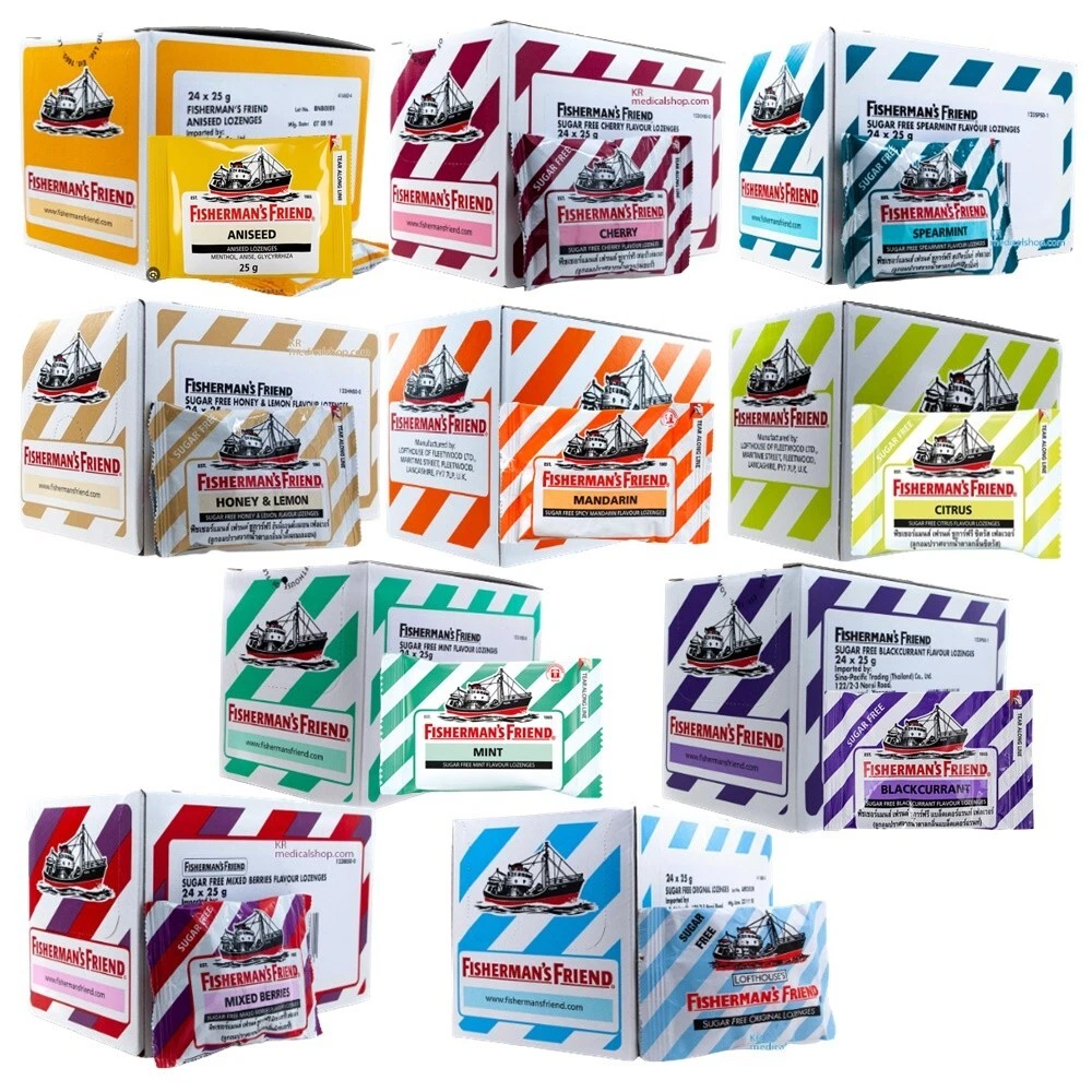 Fisherman's Friend Lozenges Candy Relief Cough Sore Throat Sugar Free  1Box(24Pc)