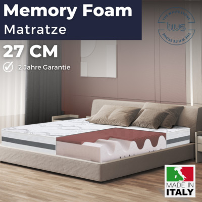 Memory Foam Matratze 27cm |Ergonomisch, hypoallergen, atmungsaktiv, orthopädisch