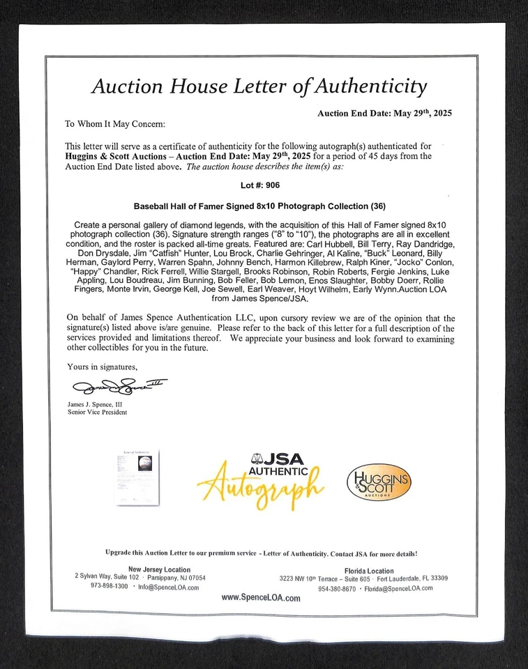 Monte Irvin Signed 8x10 Photo MLB NY Giants COA James Spence JSA COA/LOA - Image 2 of 2