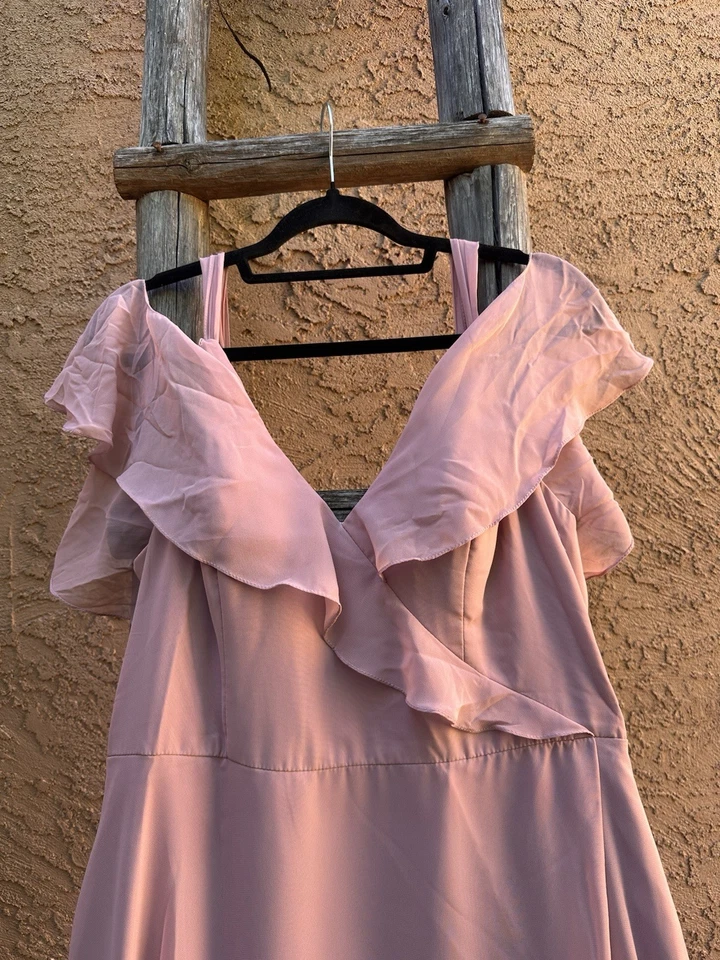 Azazie Lianne Dusty Rose Bridesmaid Dress Size A14 - Image 3 of 4