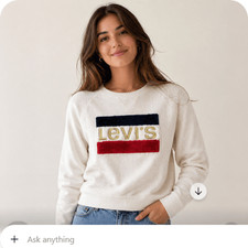Levi's Sweatshirt Girls Large Red white Blue Logo 12-13 years vintage