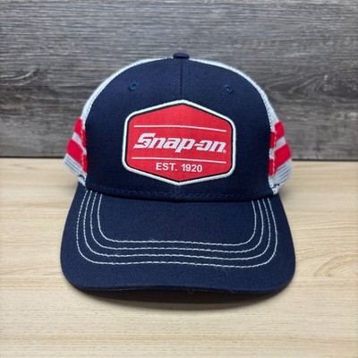 Snap-on Hat Cap Snap Back Blue Red White Trucker Mesh Tools Mechanic Logo Racing