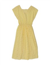 VINTAGE Womens A-Line Dress UK 12 Medium Yellow DV69