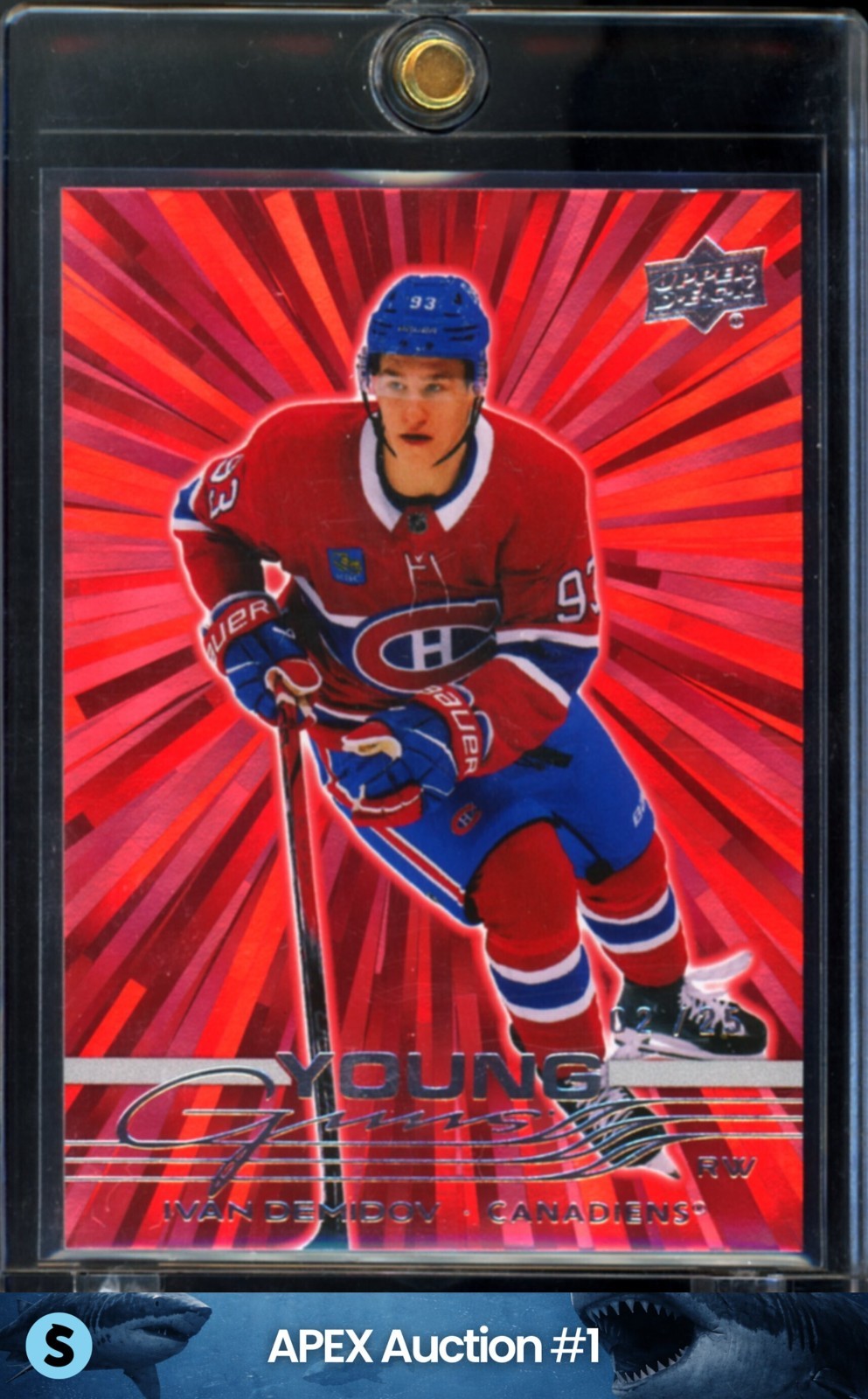 2025 UPPER DECK SERIES 1 #205 IVAN DEMIDOV OUTBURST RED YOUNG GUNS RC ROOKIE /25