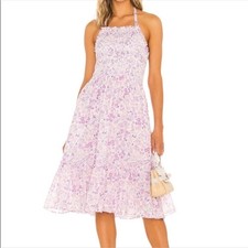loveshackfancy Ottawa Halter Dress in Purple Iris Size Small
