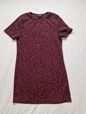 Nine West Womens A Line Dress Red Leopard Print Polyester UK M