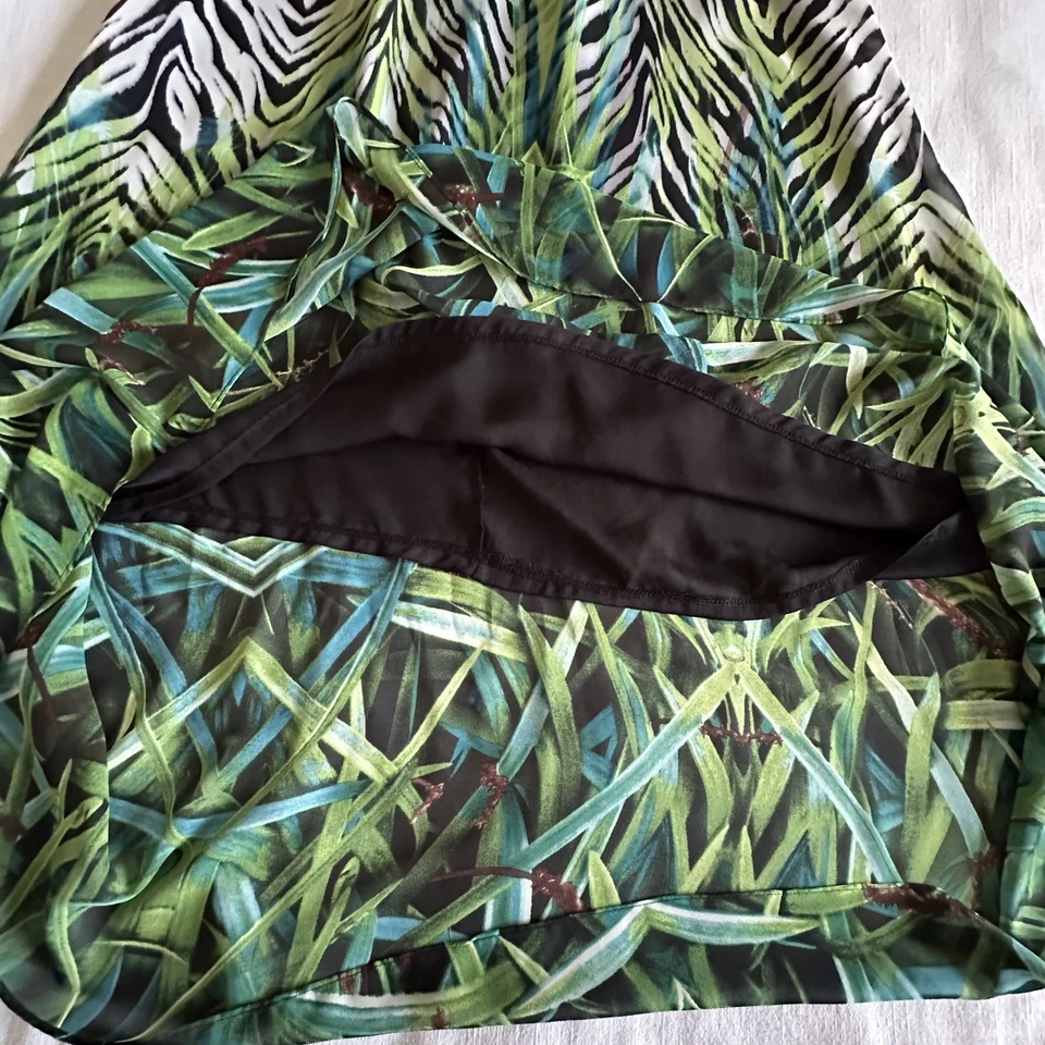 Falda New Directions Mujer Grande Verde Estampado Cebra Hierba Maxi Boho Forrada Transparente Foto 3 de 4