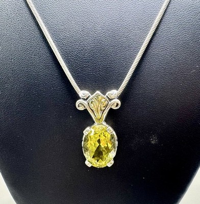 Ann King Sterlingsilber & 18K Gold Zitronenquarz Anhänger Halskette 18''