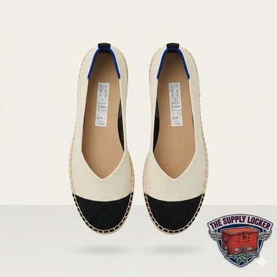 Rothy s Espadrille Flats Women s US 13 Cream Black Knit Slip On Shoes