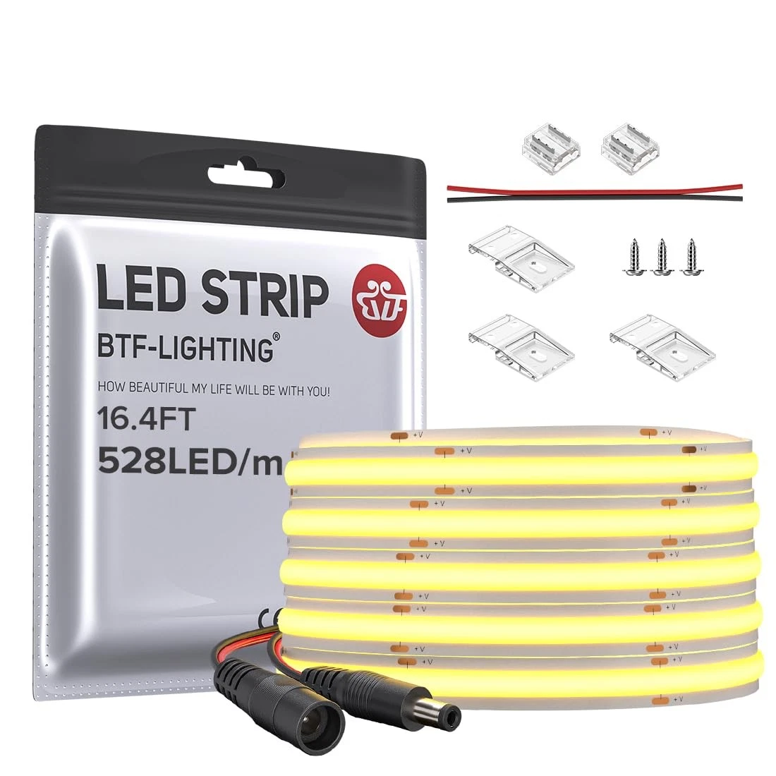 FCOB COB LED Strip 528LED/m Flexible High Density Uniform Light 14W/m 16.4FT ...