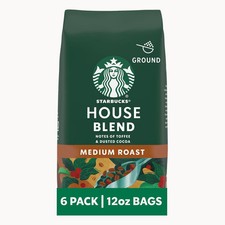 Starbucks House Blend Medium Roast Ground Coffee 12Oz Pack Of 6 12.15 per pound