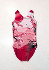 OLYMPIC GK Elite Gymnastic Dance Leotard Large SIMONE BILES Japan Cherry Blossom