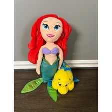 Disney The Little Mermaid Ariel and Flounder Plush Stuffed Animal Toy Set