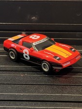 Vtg AFX Tomy CORVETTE 8 HO Slot Car - Red / Yellow - Working