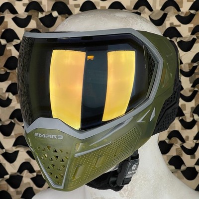NEW Empire EVS Paintball Mask w/ 1 Lens - Crystal Olive Ice/Grey - Gold Mirror