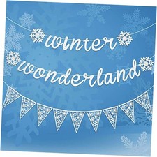 3 Pack Winter Snowflake Wonderland Banner Snowflake Garland Christmas White