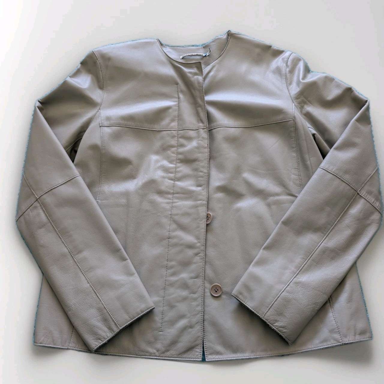 Max Studio Gray Collarless Leather Jacket Women’s… - image 7