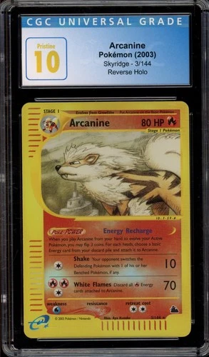 Pokemon Arcanine Skyridge 3/144 Reverse Holo CGC 10 Pristine