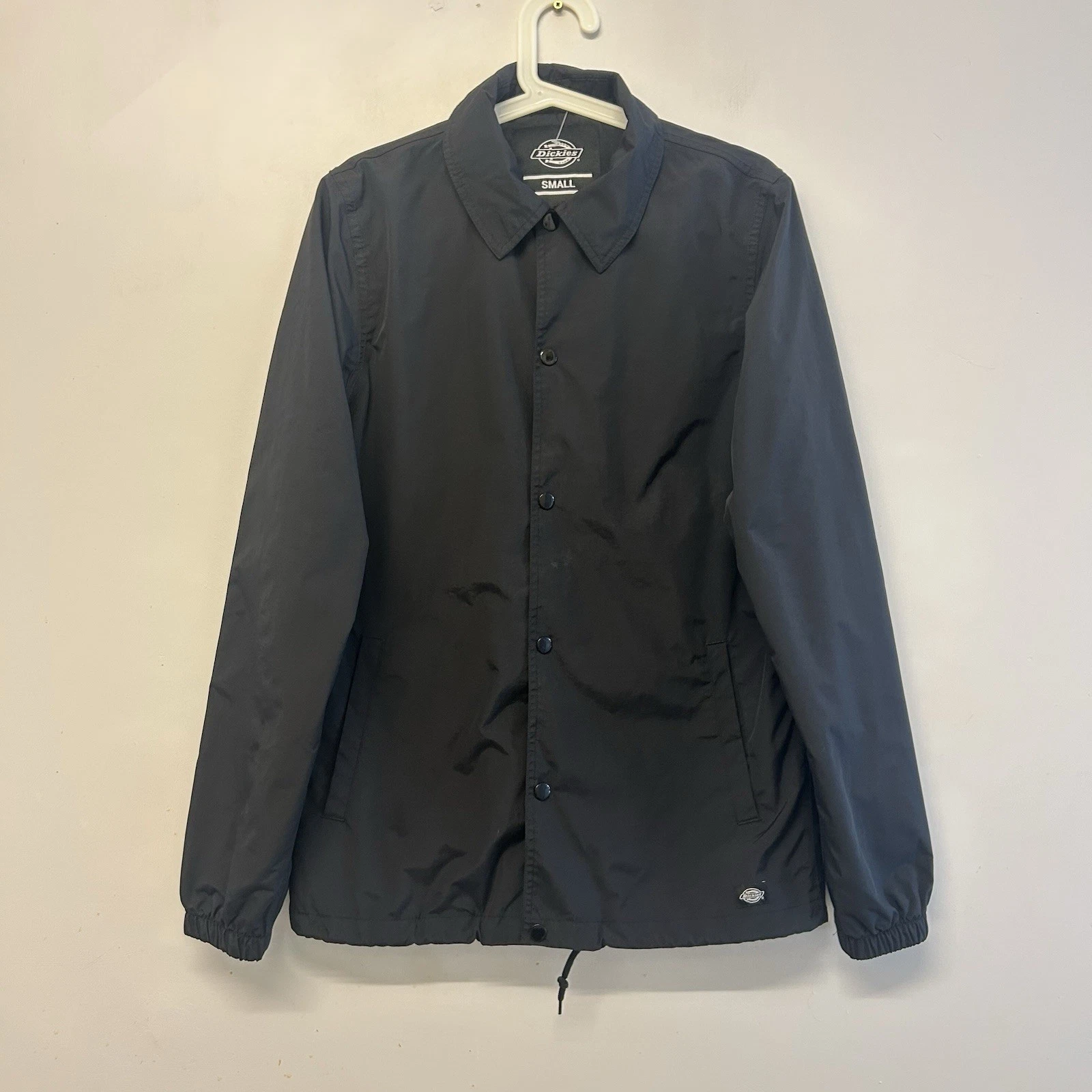 Dickies Torrance Streetwear Black Windbreaker Jacket Button Up Collared Coat Men