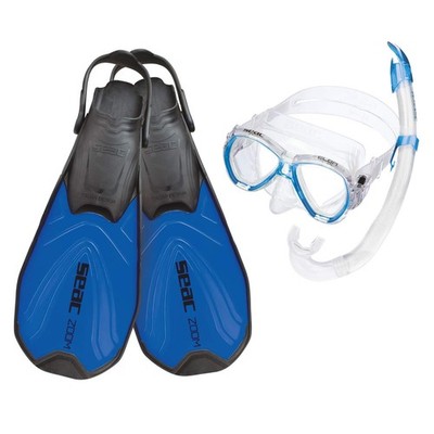 SEAC Zoom Schnorchelset Maske, Schnorchel & Flossen blau - Größe 45/47 (Unisex)