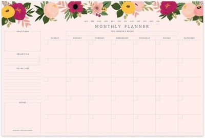 Bliss Collections Monthly Planning Pad, To Do List Notebook - Undated Tear-Of...