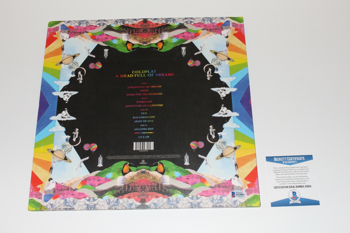 COLDPLAY SINGER CHRIS MARTIN SIGNED HEAD FULL OF DREAMS RECORD
