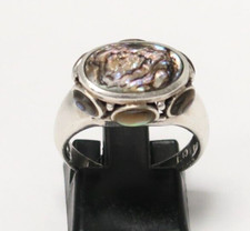 BEAUTIFUL STERLING SILVER ABALONE RING size 6.50 5.00G 