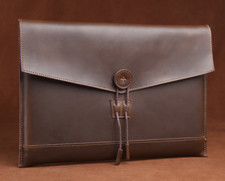 file Folder pocket cow Leather laptop bag Briefcase iPad Case pouch coffee 623