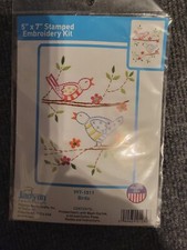 Janlynn Needlecraft Birds Printed Fabric Embroidery 997-1811 5 x 7 New Sealed