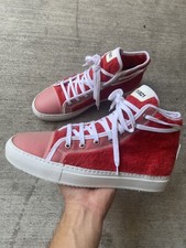 PS821 Terry Cloth Red High Top Sneakers Made in Italy Chuck Taylor Style Size 42
