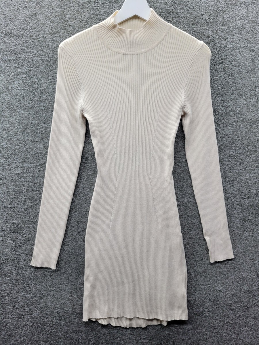 Gilli Bodycon Women's Large Beige Cream Ribbed Cut Out Back Dress NWT | eBay