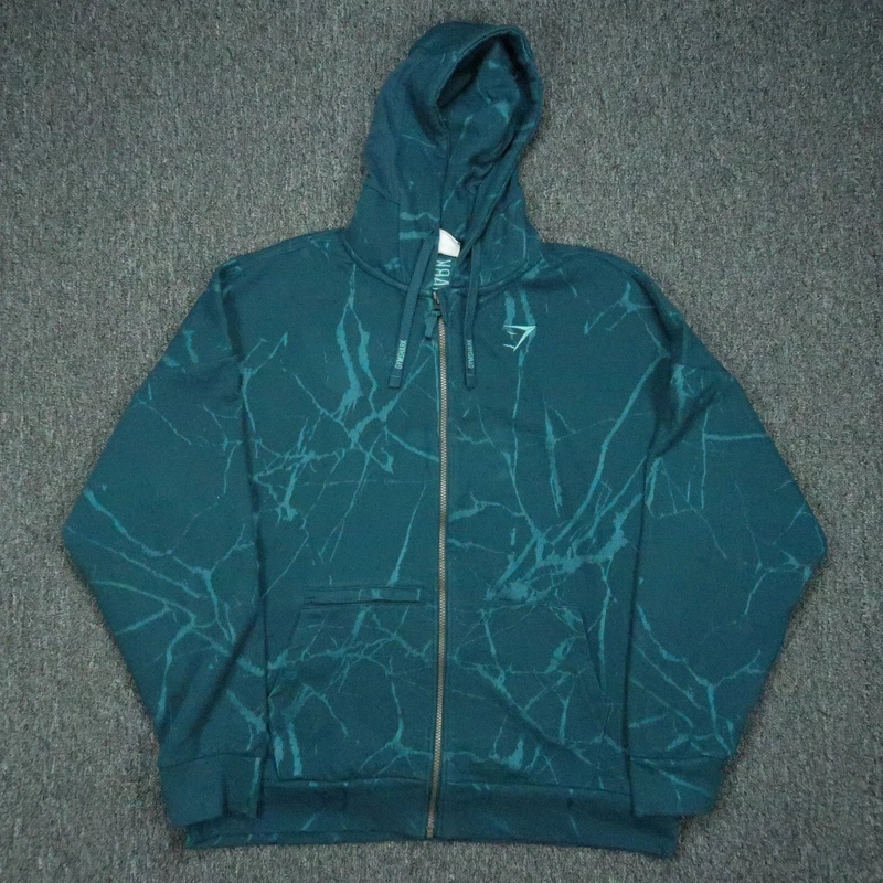 gymshark abstract full zip hooded pockets hoodie