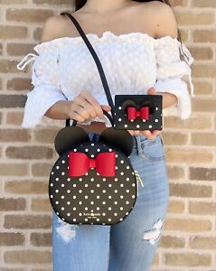 Disney x Kate Spade Minnie Mouse Round Crossbody Bag Black Multi + Card Holder - Click1Get2 Half Price