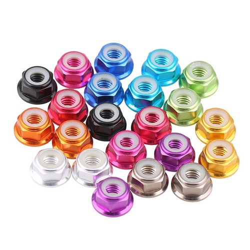 Nyloc Hex Flange Nylon Insert Lock Nuts M2 M3 M4 M5 M6 Multi-color Anodized Alu - Picture 7 of 22