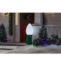 NIB Home Accents 3 ft. Battery Operated LED Jumbo WHITE Bulb Yard Decoration