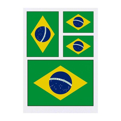 4 x Temporäre Tattoos/Transfers ''Brasilien Flagge'' (TO00014484)