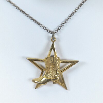 Texas Star with Cowboy Boot Texan Girl Cowboy Necklace 18'' Jewelry